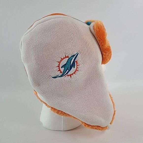 New Era Miami Dolphins Helmet Fur Lined Trapper Hat Cap Beanie NFL - Picture 4 of 8